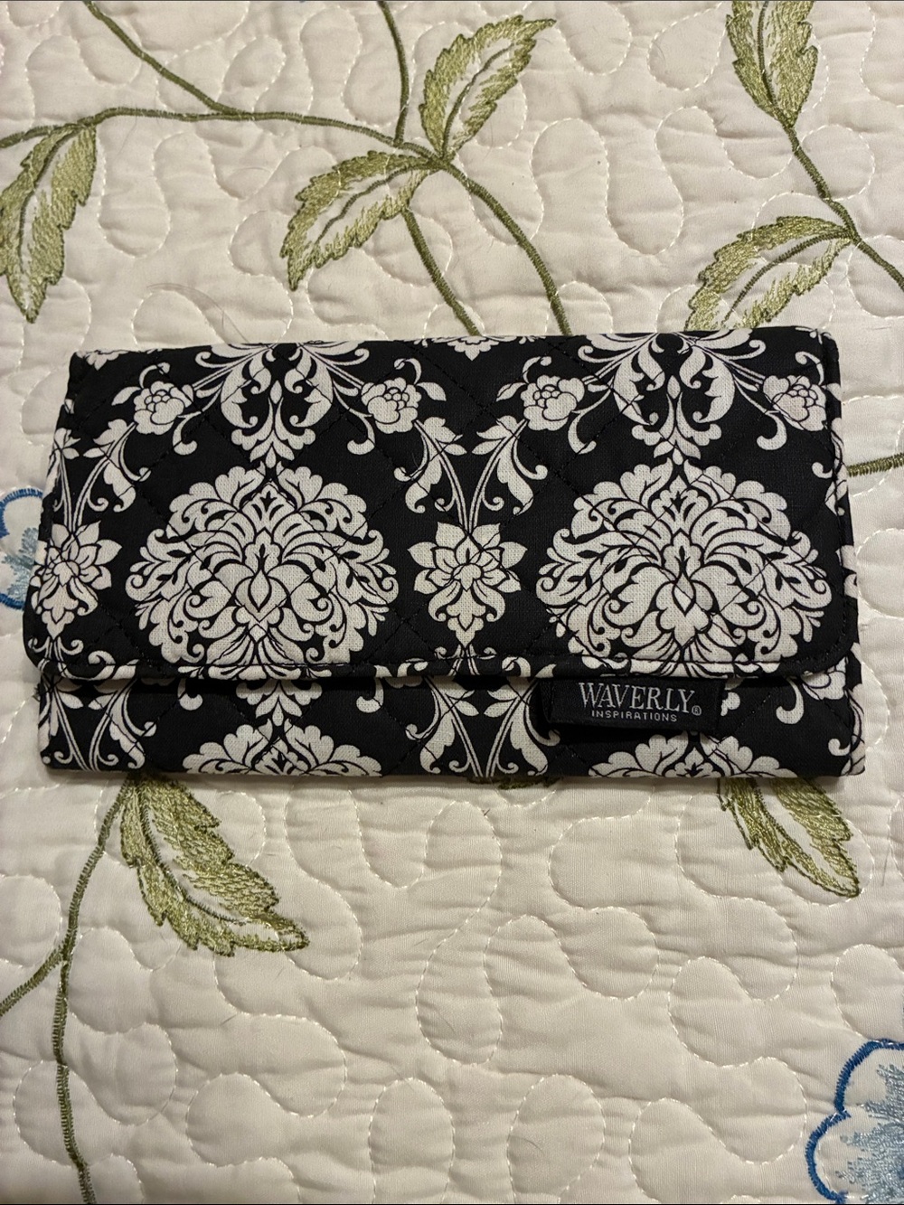 Waverly Black & White Damask Clutch Wallet